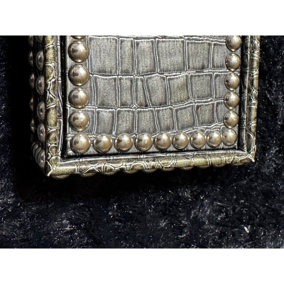 Dransfield & Ross Gray Crocodile Dark Red Coasters Set of 4 Embossed Nail Trim - Picture 2 of 9